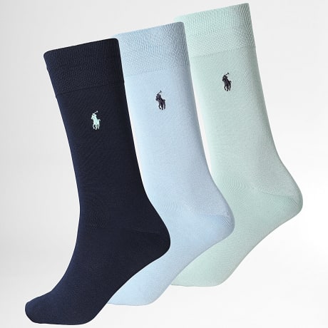 Polo Ralph Lauren - Pack de 3 Pares de Calcetines Original Player Verde Azul Marino Azul Claro