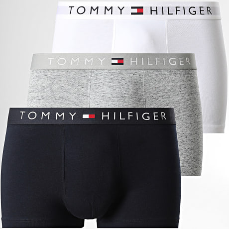 Tommy Hilfiger - Lot De 3 Boxers Stretch Cotton 3908 Bleu Marine Gris Chiné Blanc