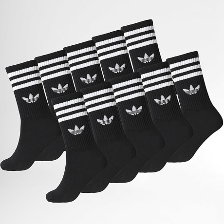 Adidas Originals - Pack de 10 Pares de Calcetines 3 Stripes Crew KG5754 Negro