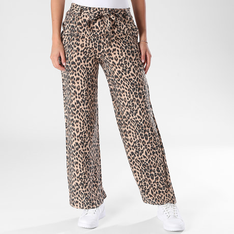 Only - Pantalon Relaxed Fit Femme Nova Life Beige Noir Léopard