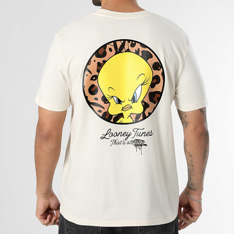 Looney Tunes - Tee Shirt Oversize Titi Circle Léopard Beige