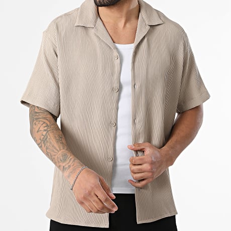 Jack And Jones - Chemise Manches Courtes Côtelée Harrison Beige