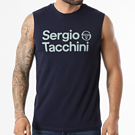 Sergio Tacchini - T-Shirt Senza Maniche Alternativa 41507 Blu Marina Verde Kaki