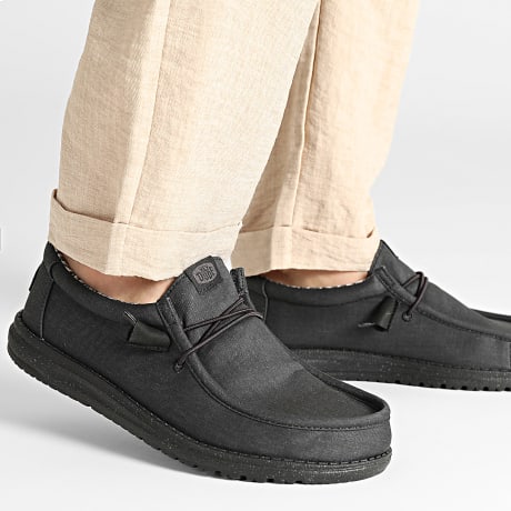 Hey Dude - Mocassins Wally Stretch Canvas Zwart