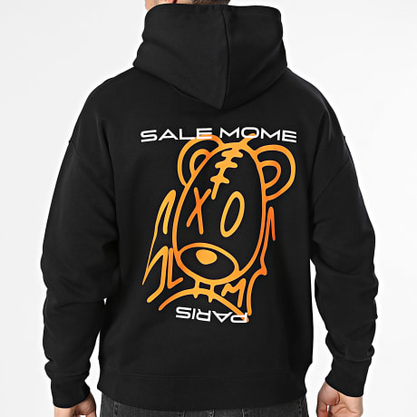 Sale Môme Paris - Sudadera con Capucha Relaxed Spray Negro Naranja Blanco