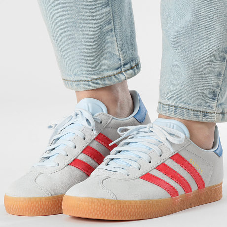 Adidas Originals - Zapatillas Mujer Gazelle J IH6469 Crystal Sky Semi Lucid Red Blue Bird