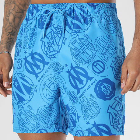 OM - Short De Bain Olympique De Marseille M25105 Bleu Clair Bleu Marine