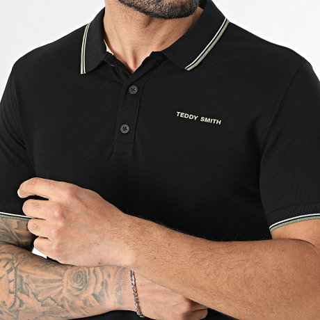 Teddy Smith - Polo Manches Courtes Pasian 2 11316819D Noir Vert Kaki
