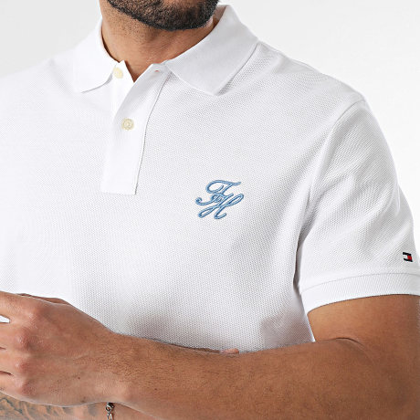 Tommy Hilfiger - Polo Manga Corta Regular Fit Script 3046 Blanco