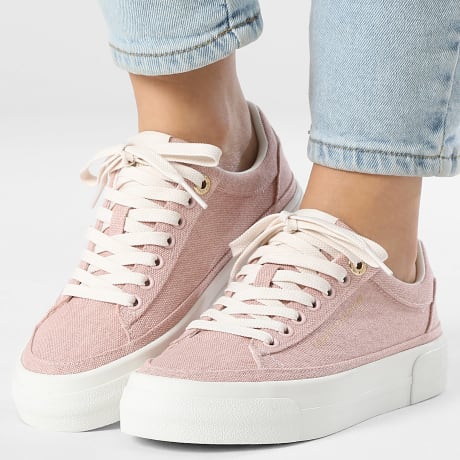 Tommy Hilfiger - Zapatillas Mujer Foxing Platform Washed Canvas 9172 Rosa Peggy