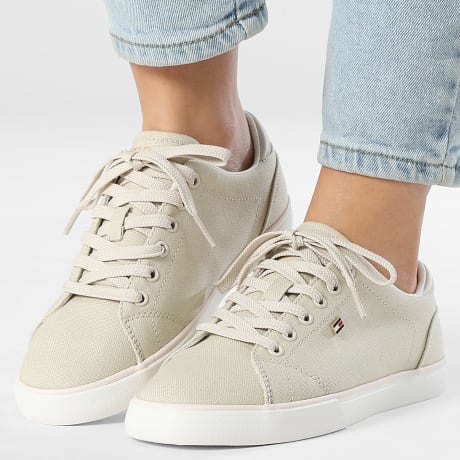 Tommy Hilfiger - Zapatillas Mujer Low Profile Vulc Canvas 9102 Beige Clásico