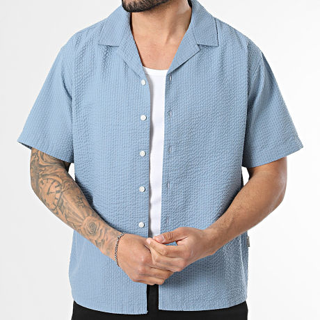 JJ Rebel - Chemise Manches Courtes Texturée Haven Resort Bleu