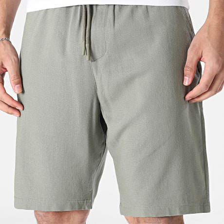 KZR - Pantalón Corto Efecto Lino 208 Verde Kaki