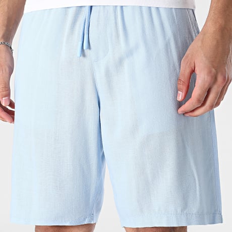 KZR - Pantalón Corto Efecto Lino 208 Azul Claro