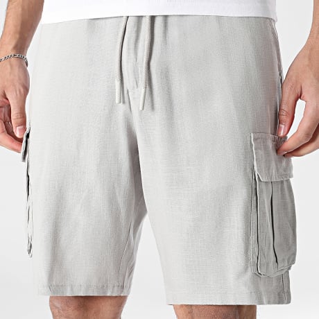 KZR - Pantalón Corto Cargo Efecto Lino 209 Gris
