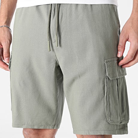 KZR - Pantalón Corto Cargo Efecto Lino 209 Verde Kaki