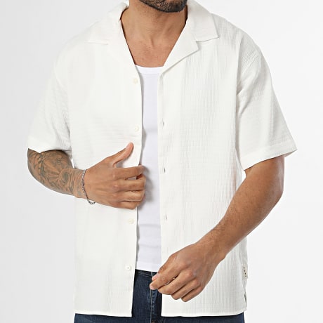 Jack And Jones - Chemise Manches Courtes Texturée Fusion Performance Blanc