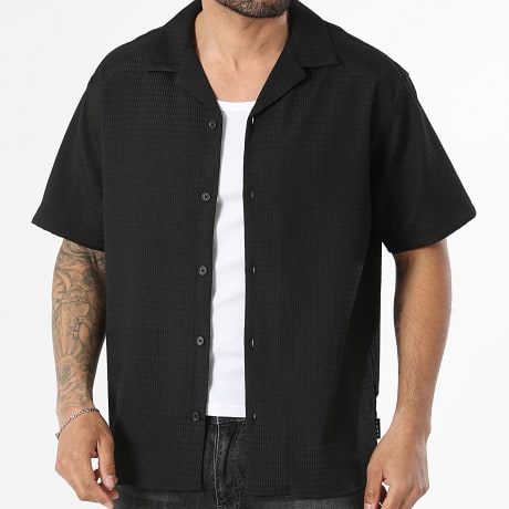 Jack And Jones - Chemise Manches Courtes Texturée Fusion Performance Noir