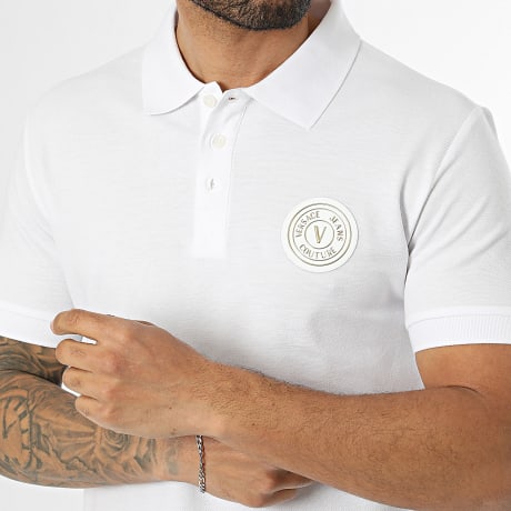 Versace Jeans Couture - Polo Manches Courtes Slim Patch Emblem 80GAGT19-CJ01T Blanc