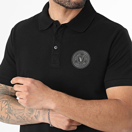 Versace Jeans Couture - Polo Manches Courtes Slim Patch Emblem 80GAGT19-CJ01T Noir