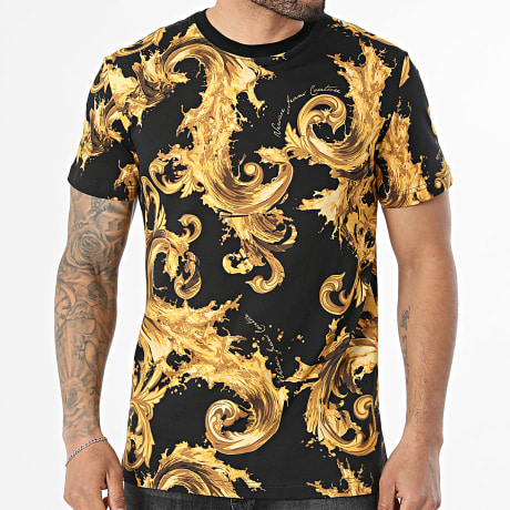 Versace Jeans Couture - Tee Shirt Slim Barocco Wave 80GAH6S0-JS543 Noir Renaissance