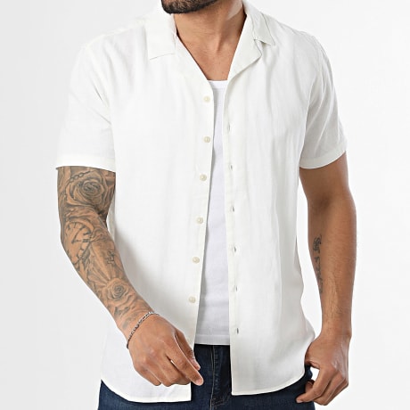 Blend - Chemise Manches Courtes Bobby Linen Cuba 20720227 Beige Clair