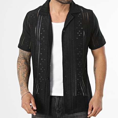 Classic Series - Chemise Manches Courtes Ajourée 408 Noir