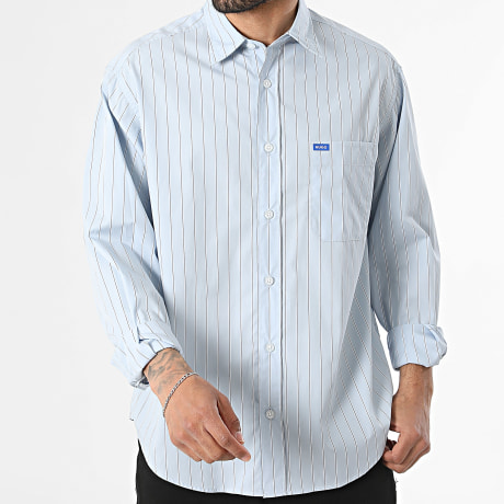 Hugo Blue - Chemise Manches Longues A Rayures Ebalto 50560734 Bleu Clair