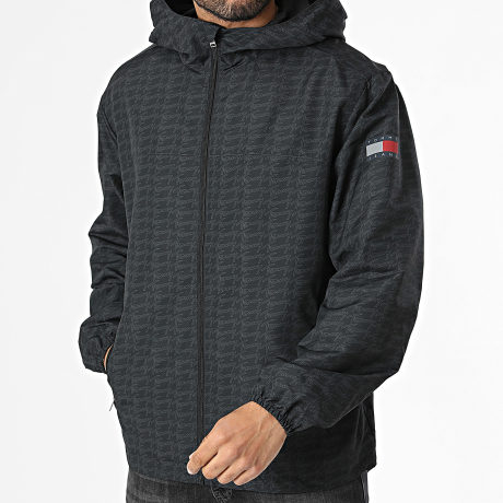 Tommy Jeans - Coupe-Vent Zippé Capuche AOP Packable 2735 Noir