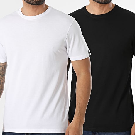 Schott NYC - Pack de 2 Camisetas Crew Blanco Negro