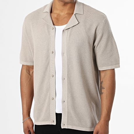 Jack And Jones - Chemise Manches Courtes Texturée Chris Beige