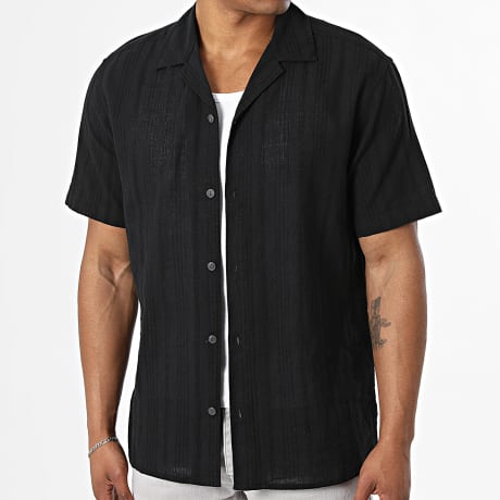 Jack And Jones - Chemise Manches Courtes A Rayures Effet Lin Summer Noir