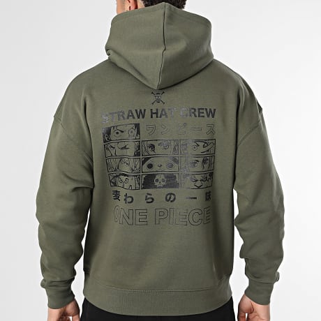 One Piece - Sudadera con Capucha Relaxed Fineline Verde Kaki