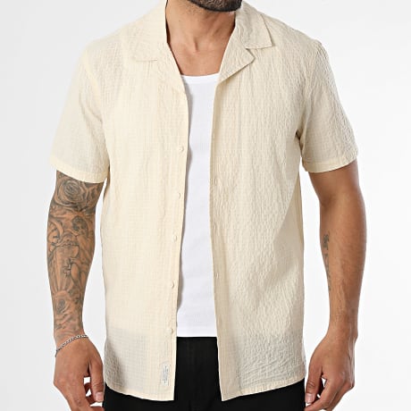 Blend - Chemise Manches Courtes A Carreaux Estivale Barny 20720751 Beige