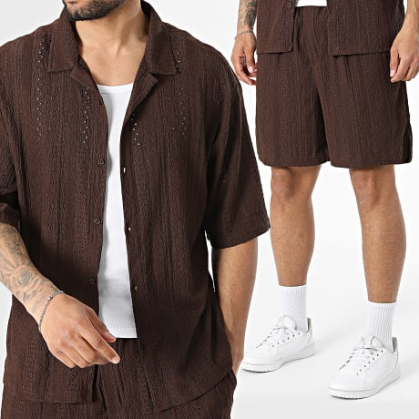MTX - Set Hemd Kurzarm Und Jogginghose-Short Loch 142 Braun