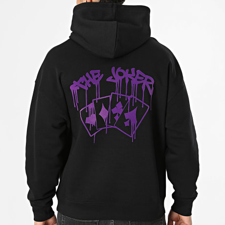The Joker - Camisola com Capuz Cards Veludo Violeta Joker Preto Relaxed