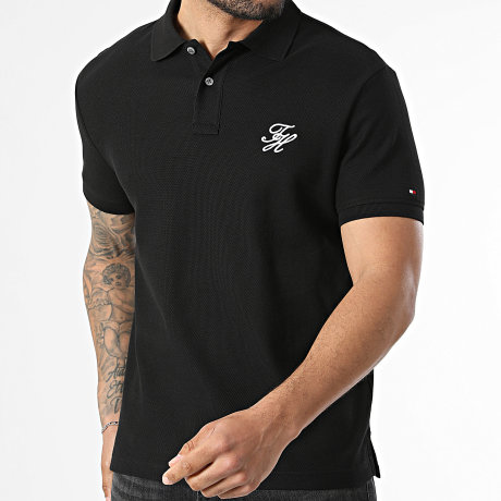 Tommy Hilfiger - Polo Manga Corta Regular Fit Script 3046 Negro