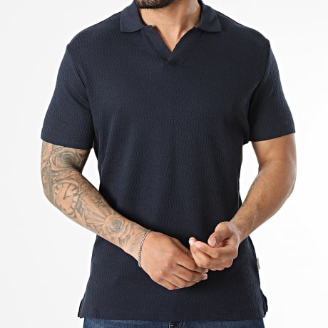 Blend - Polo Manches Courtes Texturé Swin 20720888 Bleu Marine