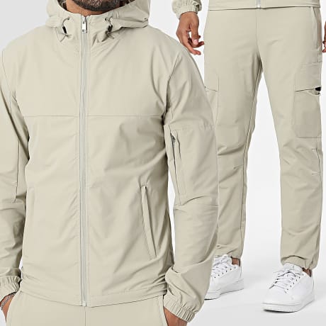 Classic Series - Conjunto Chaqueta Capucha con Cremallera y Pantalón Cargo 67A Beige