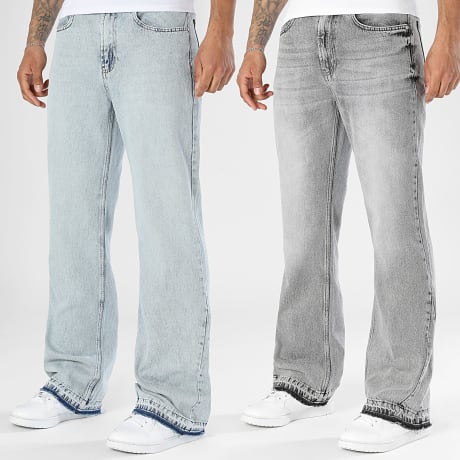 LBO - Pack de 2 Vaqueros Flare 4094 3776 Gris Denim Azul Denim