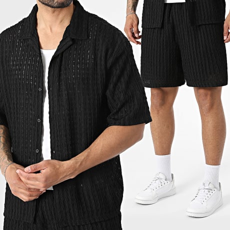 MTX - Set Hemd Kurzarm Und Jogginghose-Short Loch 139 Schwarz