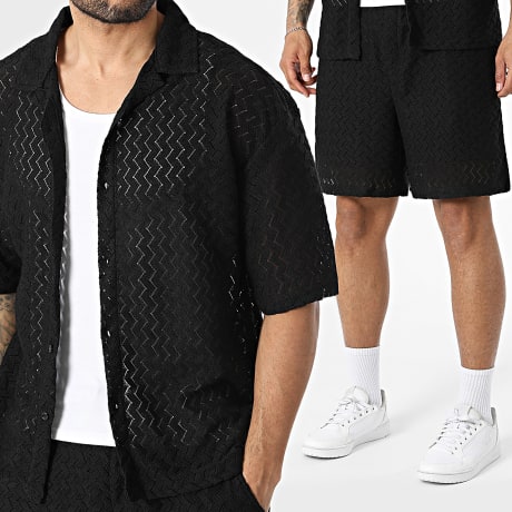 MTX - Set Kurzarmhemd und Jogging-Short Ajouré 137 Schwarz