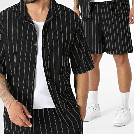 MTX - Set aus Hemd mit kurzen Ärmeln und gestreiftem Jogging-Short 140 Schwarz