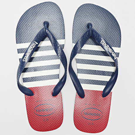 Havaianas - Chanclas de rayas Top Nautical Blanco Marino Rojo