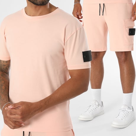 Premium Basics - Co-ord Set T-Shirt En Casual Short Patch 4227 Koraal