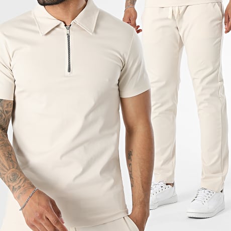 MTX - Polo Kurzarm Gezippter Kragen Und Hose 1556 8394 Hellbeige