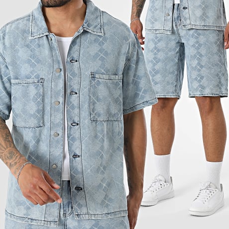 MTX - Set Jeans Hemd Kurzarm und Jeans Short 680 Denimblau