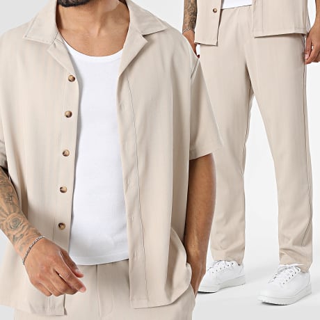 Uniplay - Conjunto Camisa de Manga Corta y Pantalón Vestir 226 227 Beige