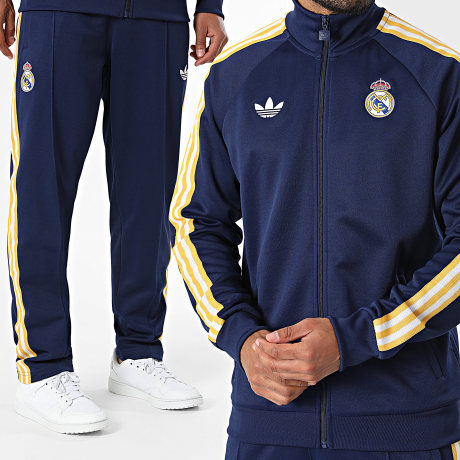 Adidas Originals - Ensemble De Survêtement A Bandes Real Madrid Originals KE3846 JZ9151 Bleu Marine Jaune