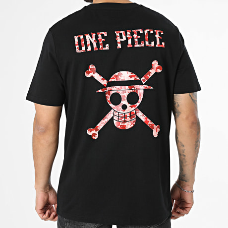 One Piece - Tee Shirt Oversize Skull Camo Noir Rouge